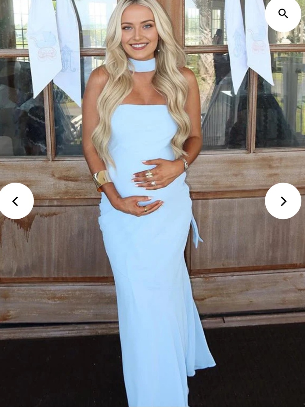 Momyknows Blue Mesh Ruched Bandeau Scarf Strapless Bodycon Maternity Maxi Medium